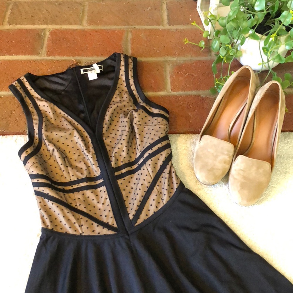 NWOT - Black and Cream Nikibiki fit/flare dress